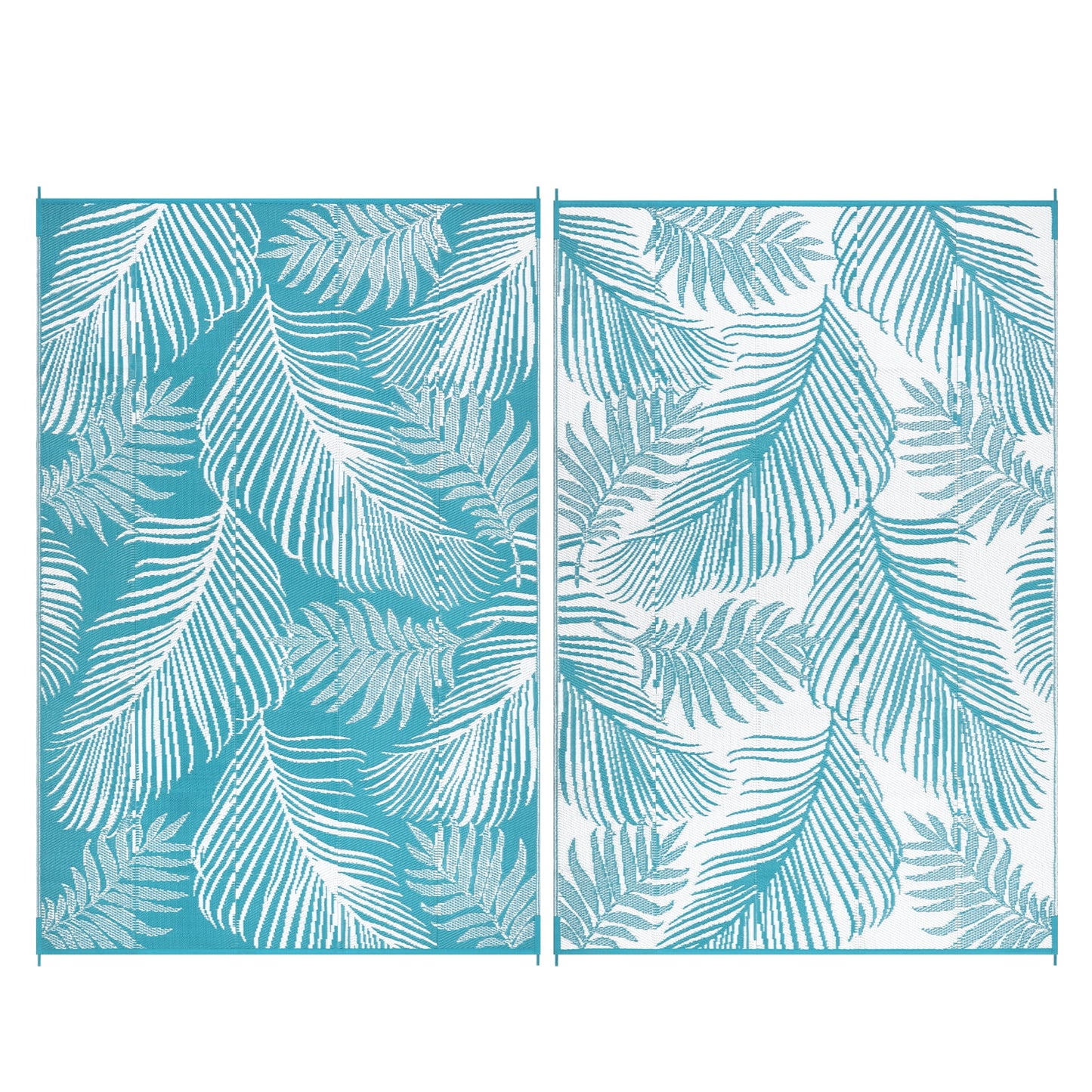 LOKHOM 6'x9' Teal Outdoor Rug Waterproof Reversible Geometric Carpet for RV,Patio,Balcony,Camper,Porch