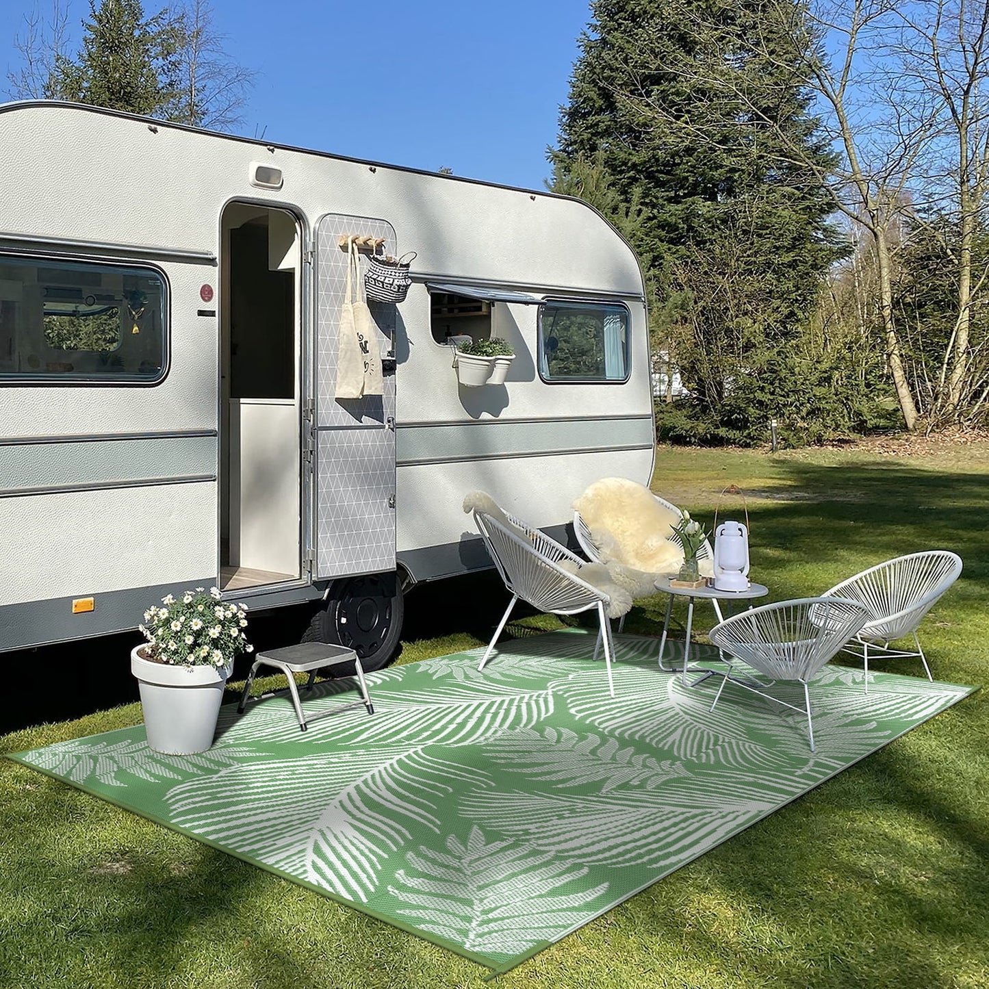 LOKHOM 9'x12' Green Outdoor Rug Waterproof Reversible Plastic Straw Rug for Patios,Porch,RV,Beach