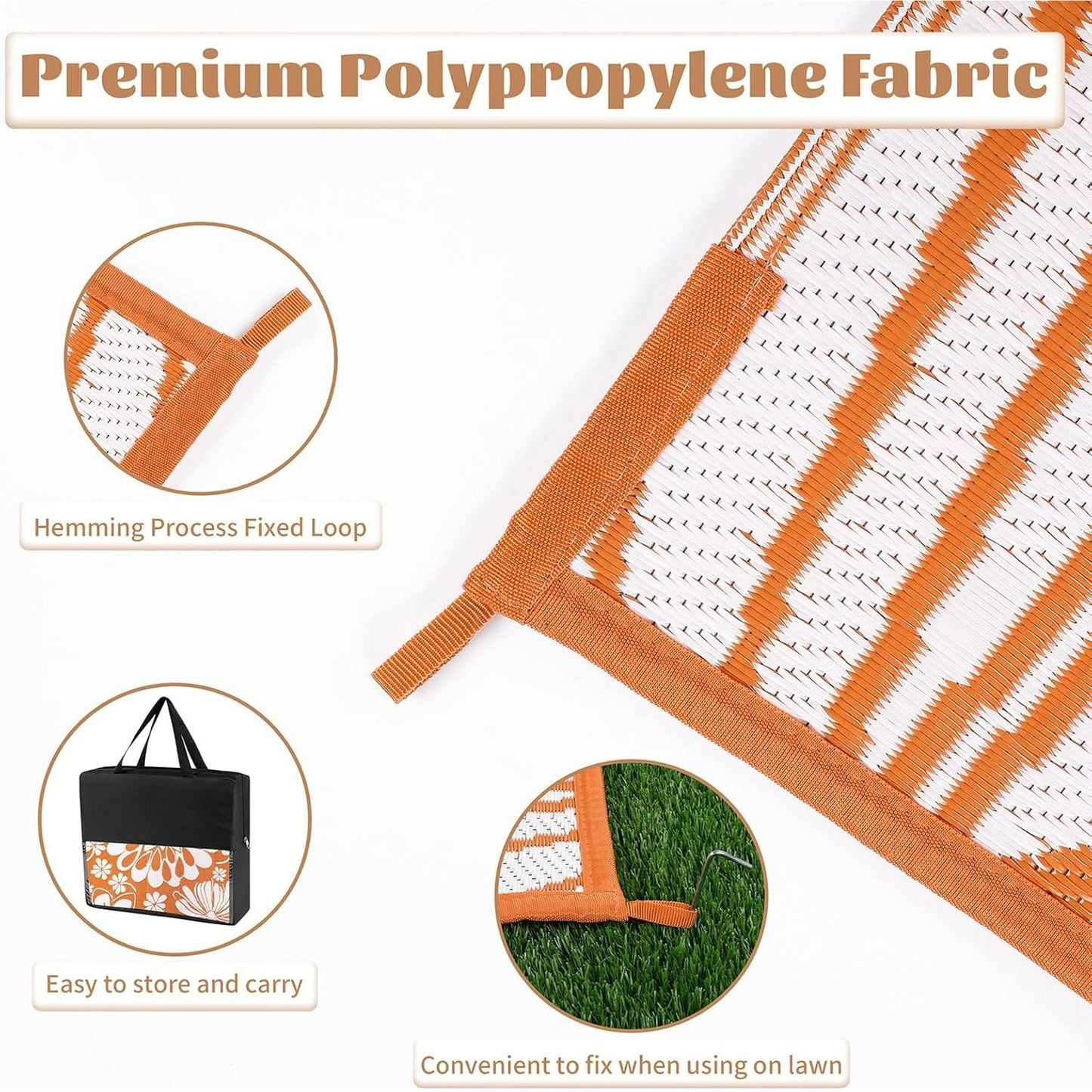 LOKHOM Outdoor Rug 5'x8' for Patios Waterproof Reversible Patio Mat Plastic Straw Rug for Porch, Deck, Balcony, Camper, Backyard