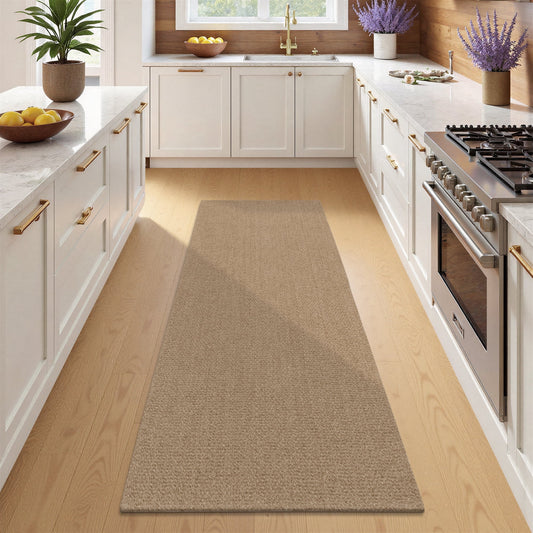 LOKHOM 2'x6' Kitchen Runner Rug, Non Slip Washable Cotton Woven Runners for Hallways, Entryway, Kitchen, Brown