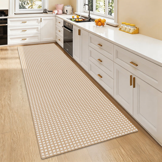 LOKHOM 2'x8' Kitchen Runner Rug, Non Slip Washable Cotton Woven Runners for Hallways, Entryway, Kitchen, Beige White