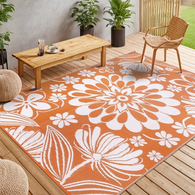 LOKHOM Outdoor Rug 6' x 9' Waterproof Reversible Outdoor Mats for Camping RV,Porch,Deck,Balcony,Camper,Backyard