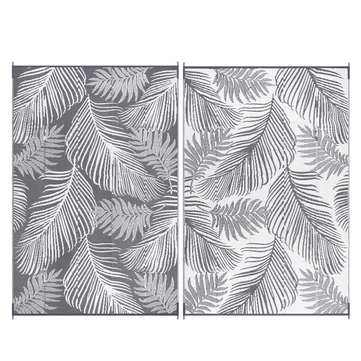 LOKHOM 9'x12' Gray Outdoor Rug Waterproof Reversible Plastic Straw Rug for Patios,Porch,RV,Beach